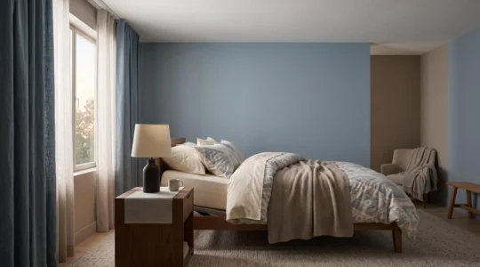 Chambre à coucher paisible et cocooning aménagée pour favoriser le sommeil profond d'une personne âgée